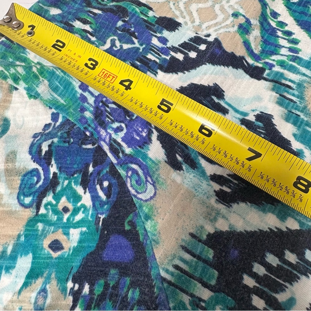 Chico’s Rayon Spandex Mediteranea Hi-Low Top in Iced Turq Multicolor - Picture 9 of 9